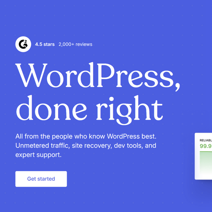 WordPress banner reading “WordPress done right” — promoting unmetered traffic, site recovery and expert support.