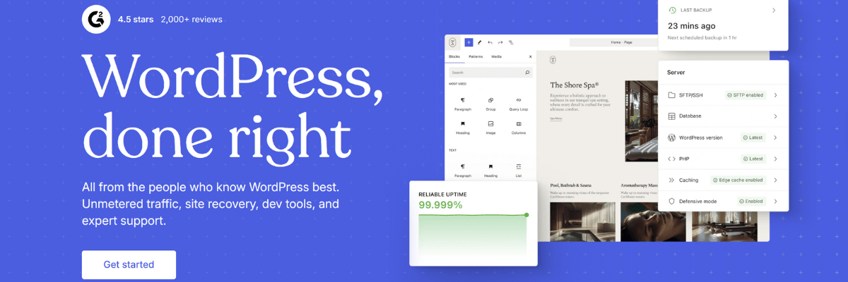 WordPress banner reading “WordPress done right” — promoting unmetered traffic, site recovery and expert support.