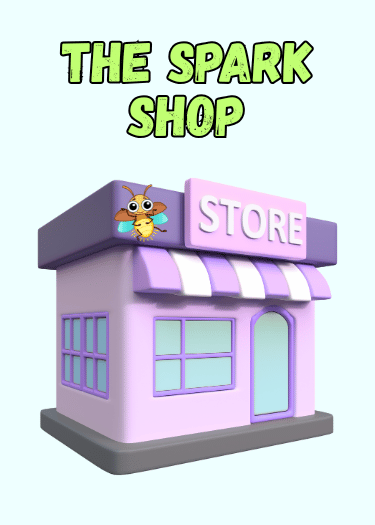 3D purple and pink small shop building with a bee logo representing digital store