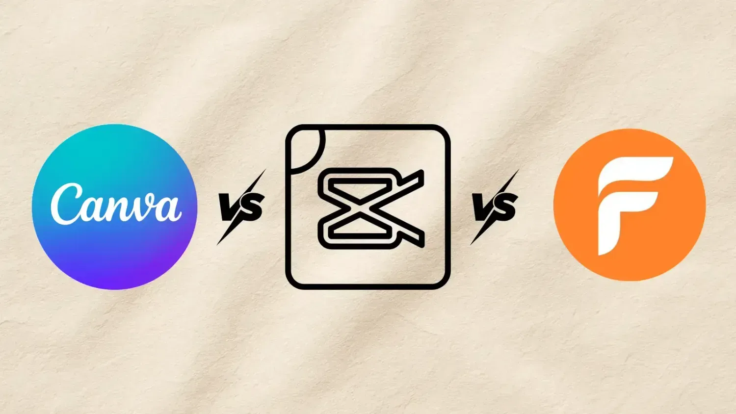 Comparison graphic showing Canva vs CapCut vs FlexClip logos