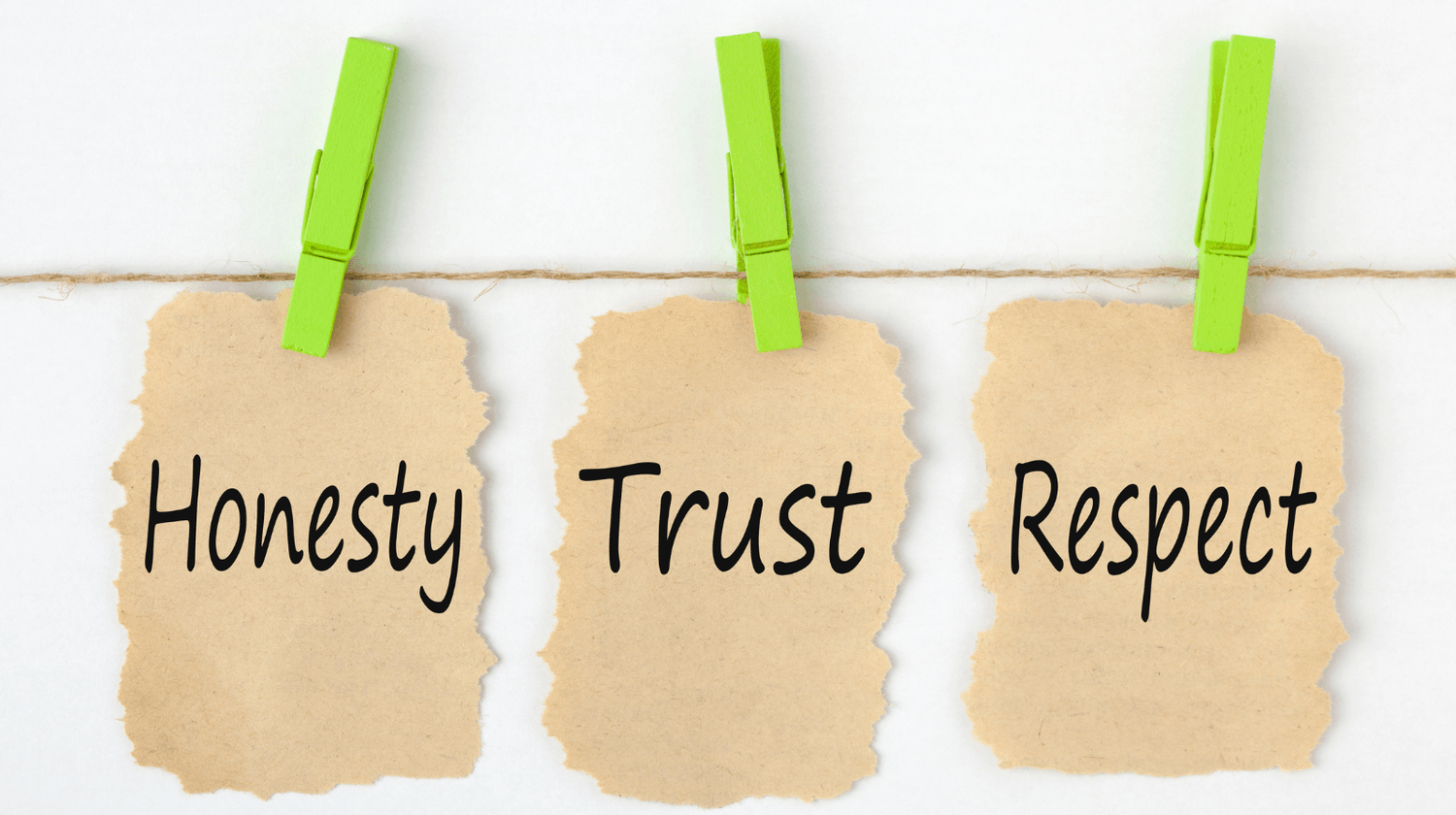 Honesty, trust and respect notes representing authentic online business and client relationships