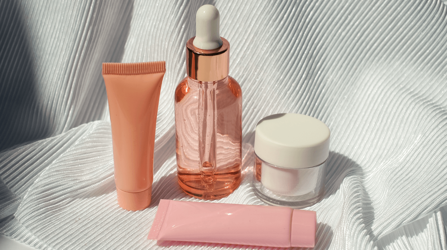 Skincare and beauty products representing physical product business, inventory and logistics