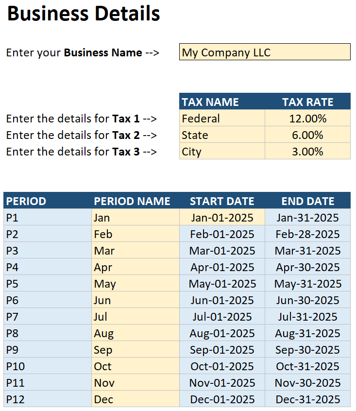 business details usa bookkeeping template