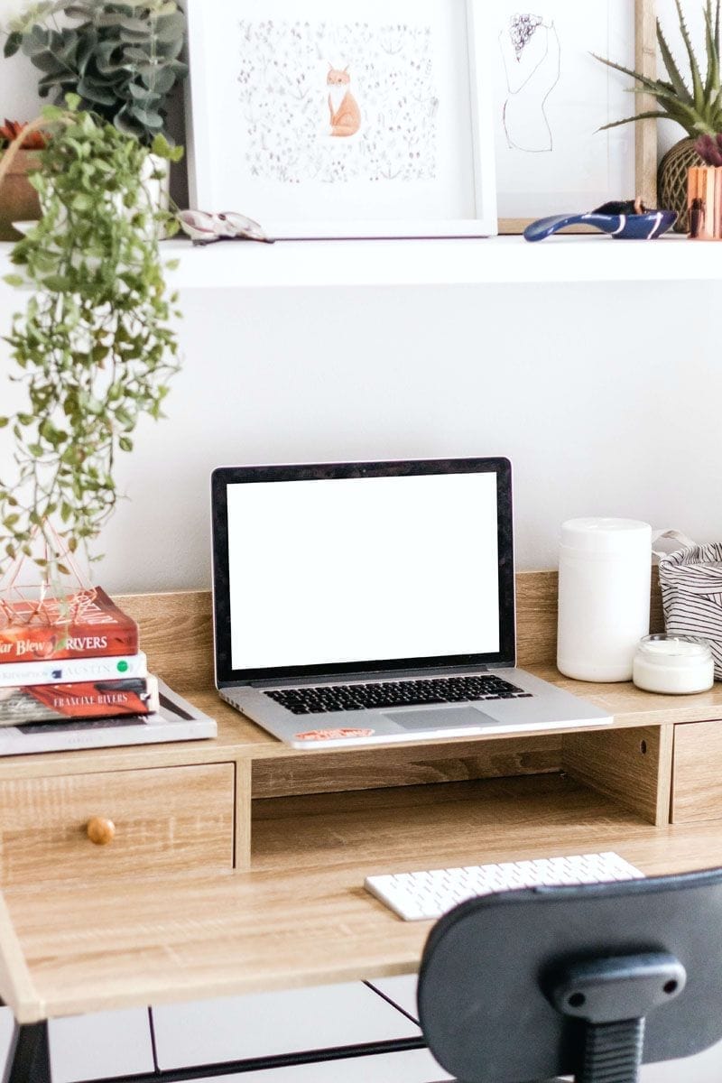 Laptop on an office desk	