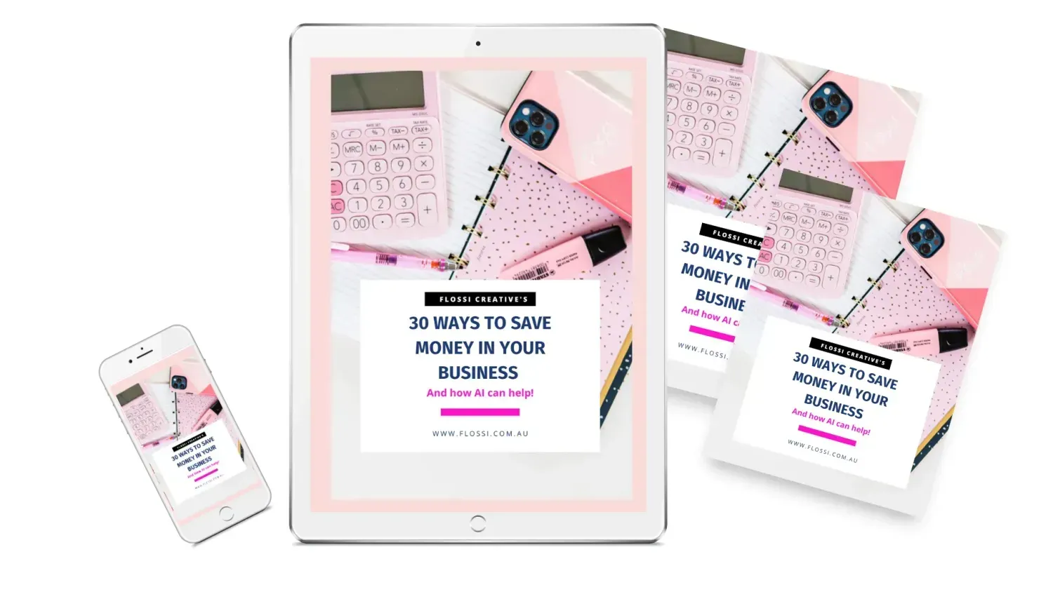 A digital tablet and phone showing the image of a pdf cover	