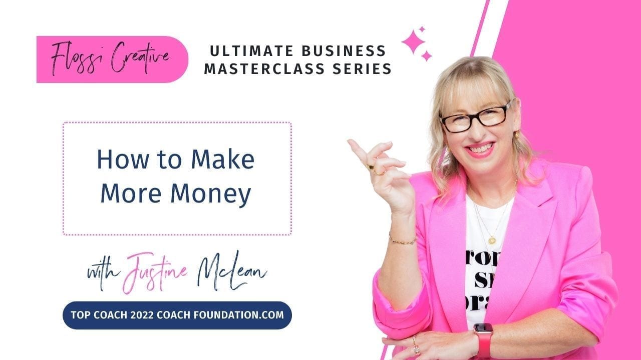 Thumbnail image of Quick Win Short Courses hosted by Justine McLean, showing a smiling Justine pointing at the title of Business Money Mentor