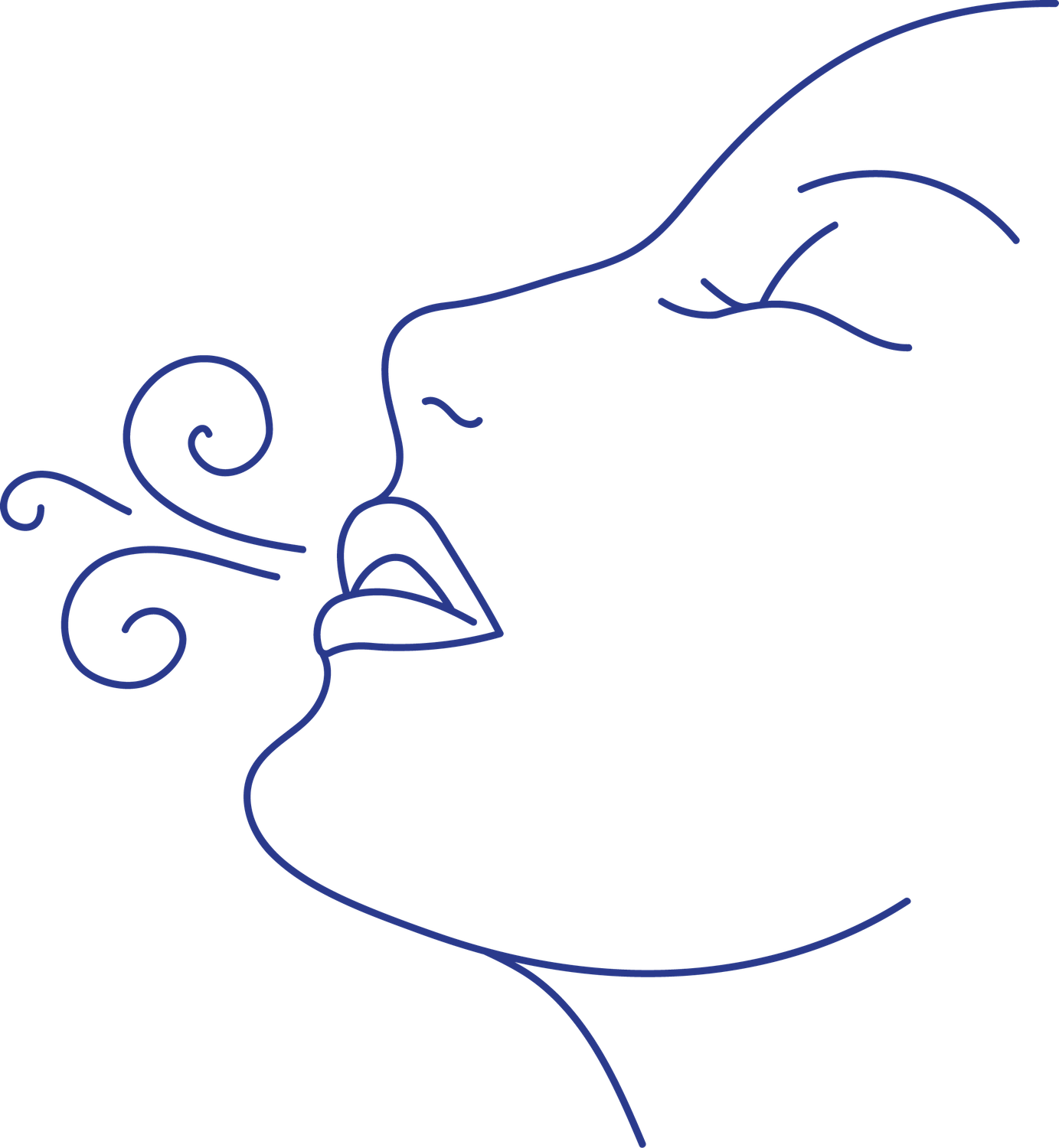 Minimalist icon of a woman exhaling deeply, representing conscious breathwork and emotional release