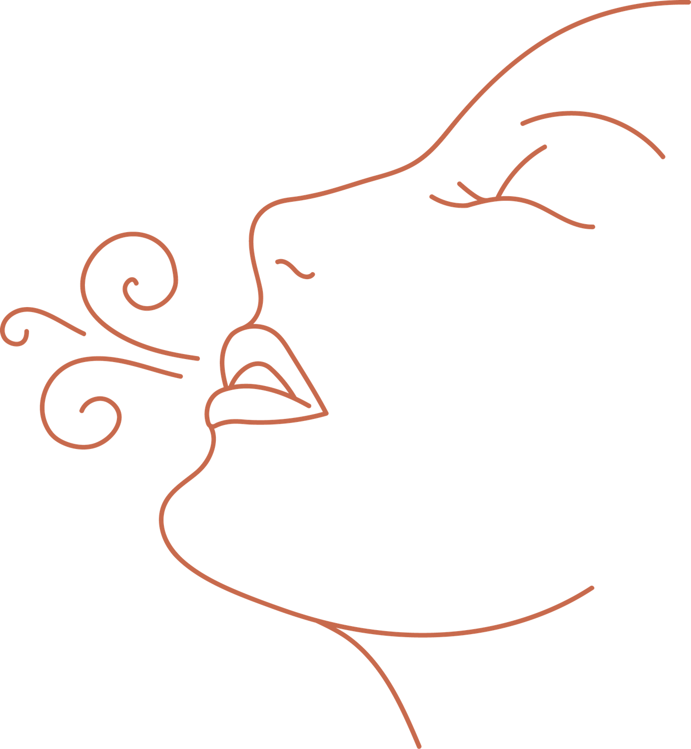 Minimalist icon of a woman exhaling deeply, representing conscious breathwork and emotional release