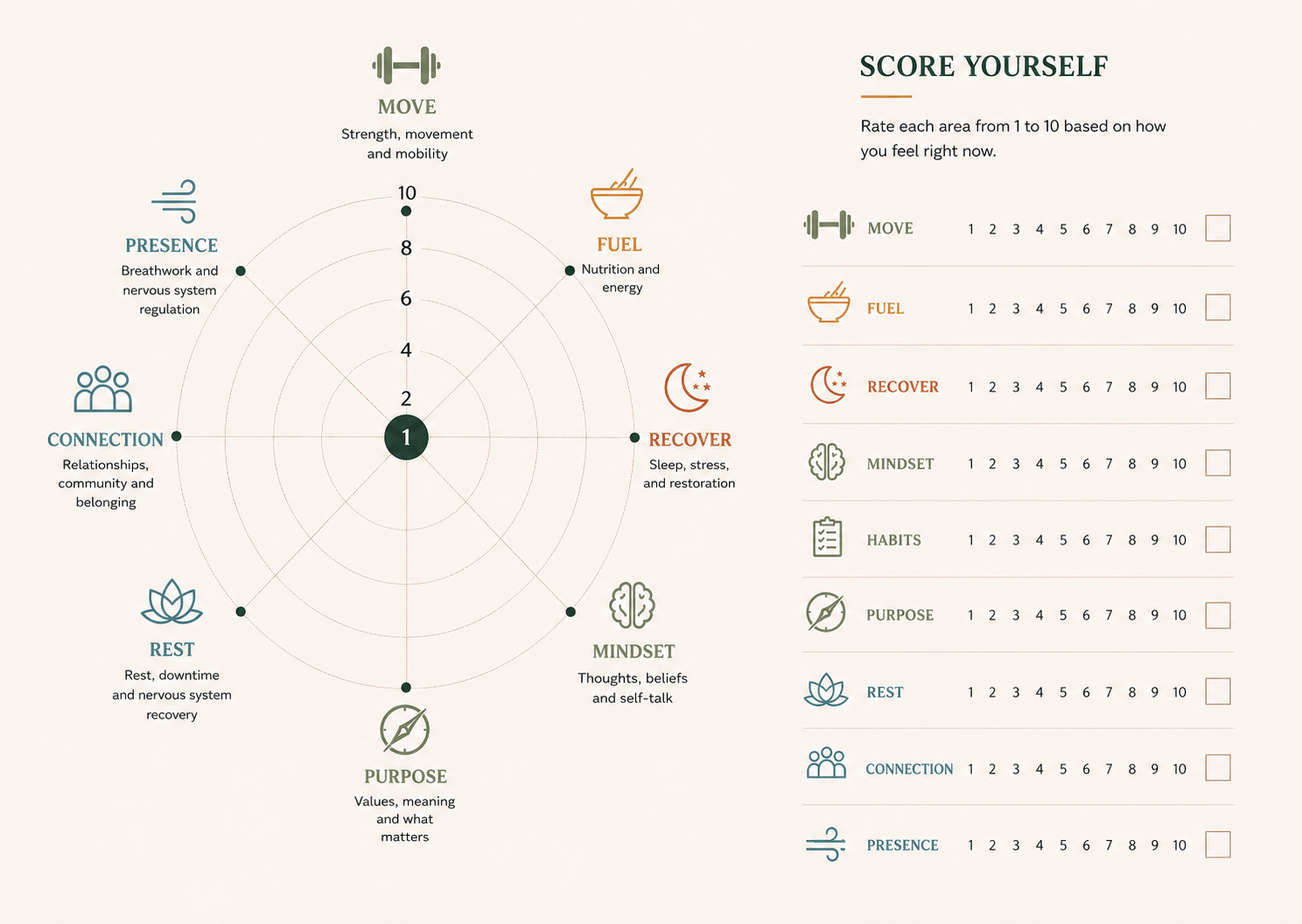 The Peak Contentment Assessment wheel