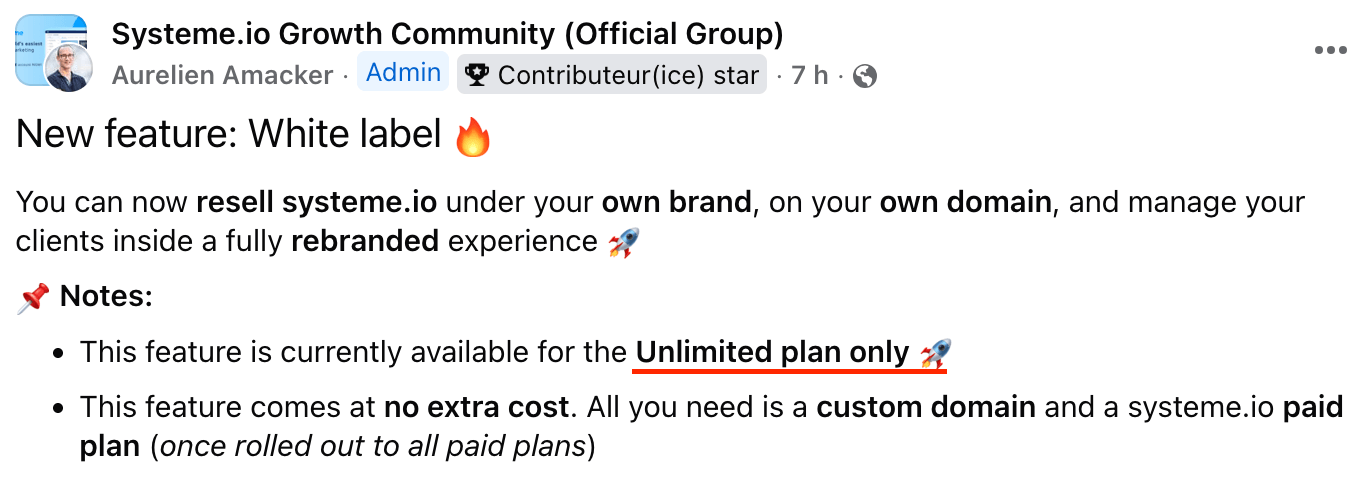New Systeme.io Feature : White Label