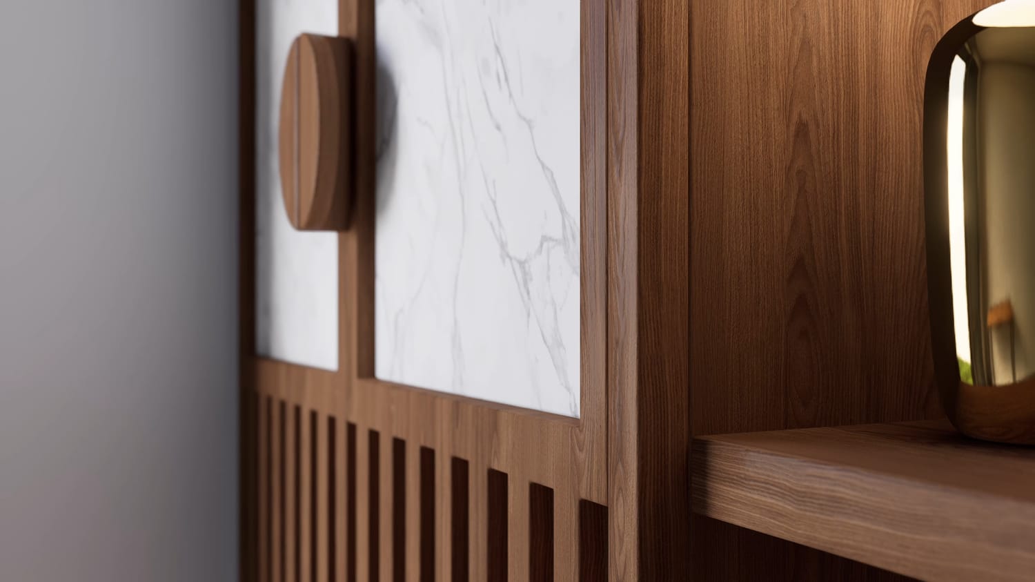 Armoire en noyer et marbre