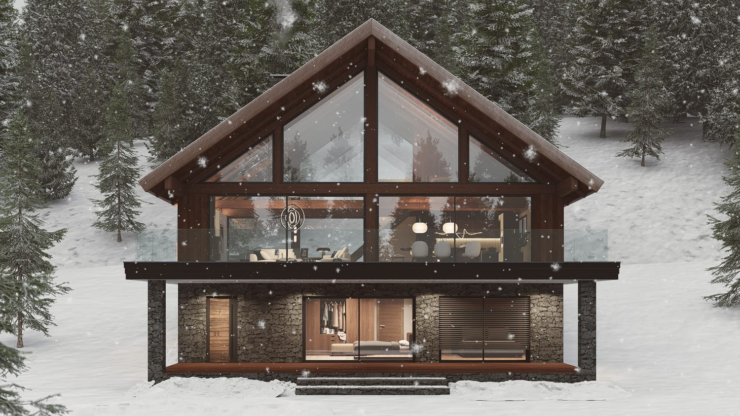 Vue de face du chalet