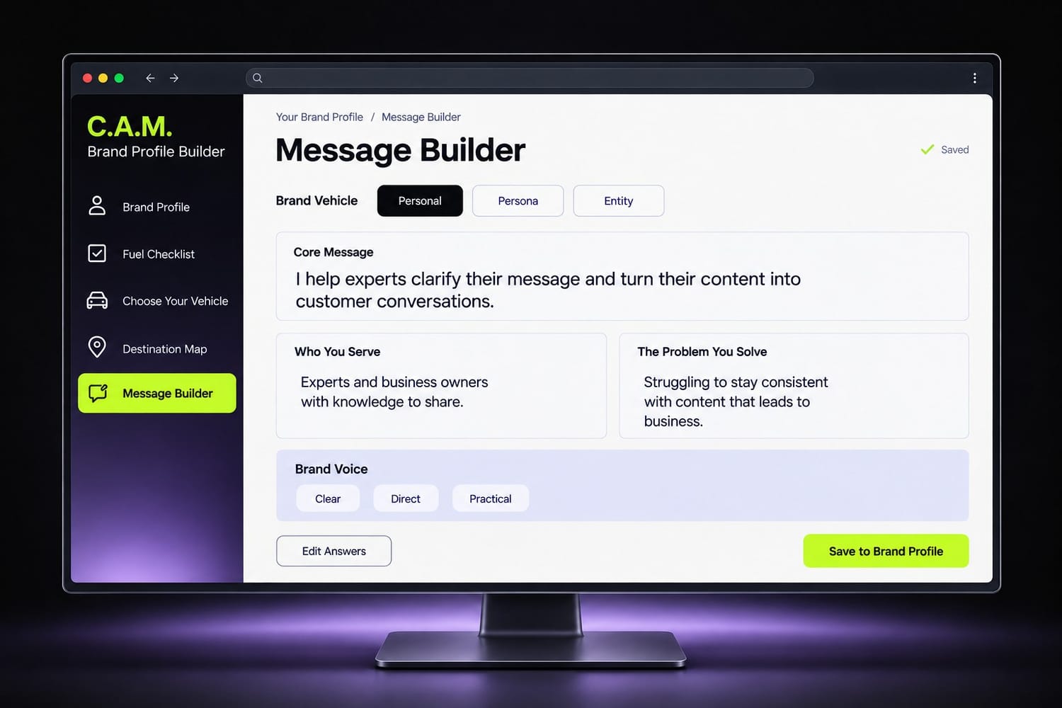 C.A.M. Brand Profile Builder software