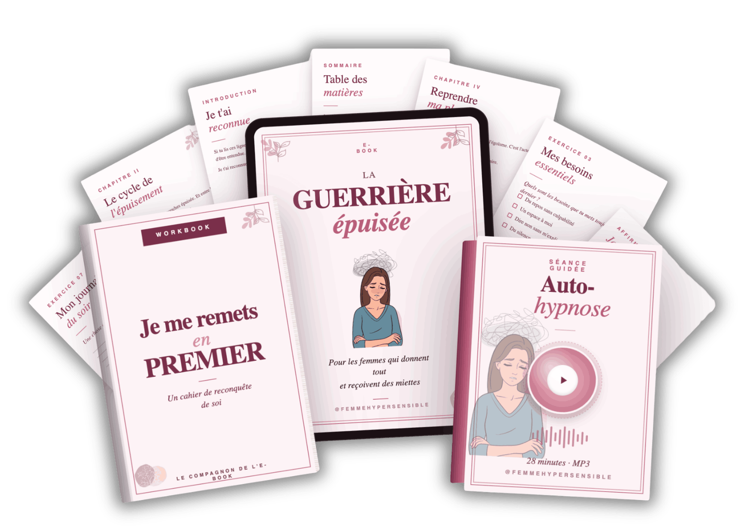 Pack Guerrière épuisée — e-book, journal de décharge et autohypnose