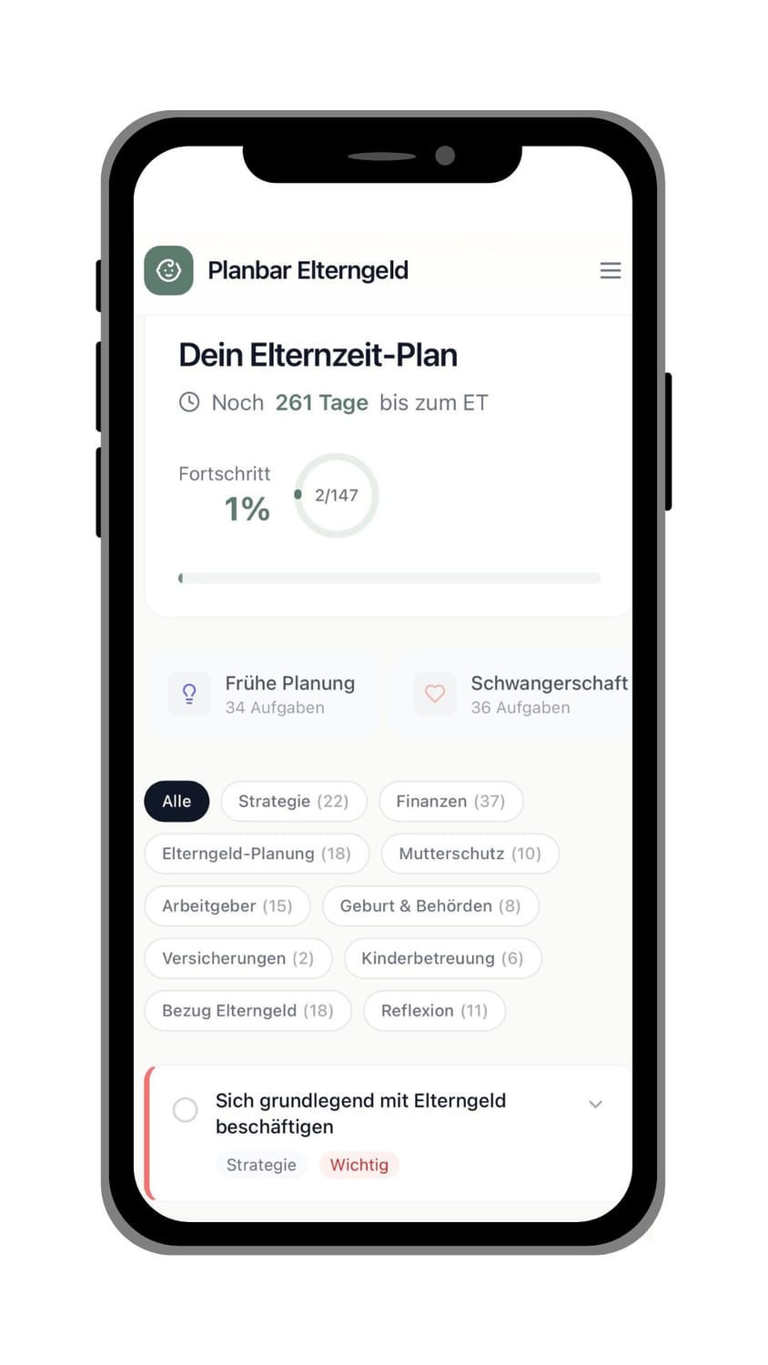 Planbar Elterngeld App Screenshot