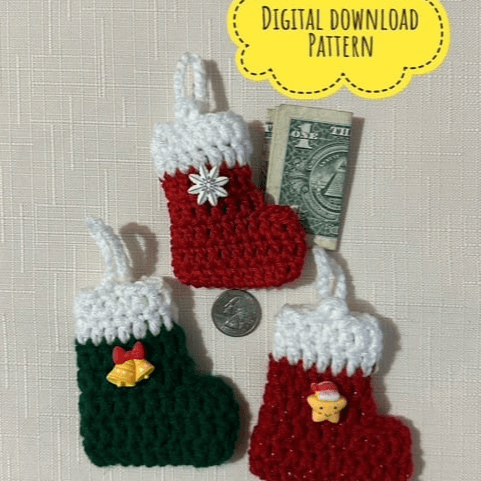 Mini Crochet Christmas Stocking Pattern PDF