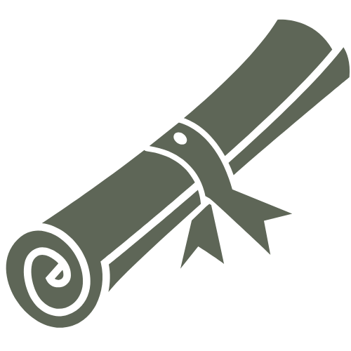 Diploma icon representing formal training in hypnotherapy, psychotherapy, and counselling for burnout recovery.