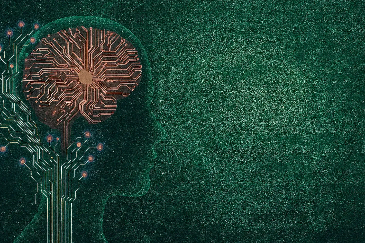 Abstract illustration of a human head with a digital brain design, symbolising clarity and answers in the FAQ section.