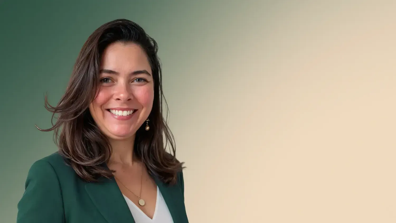 Smiling professional woman representing Between Versions Hypnotherapy, offering burnout recovery and subconscious stress relief for high achievers