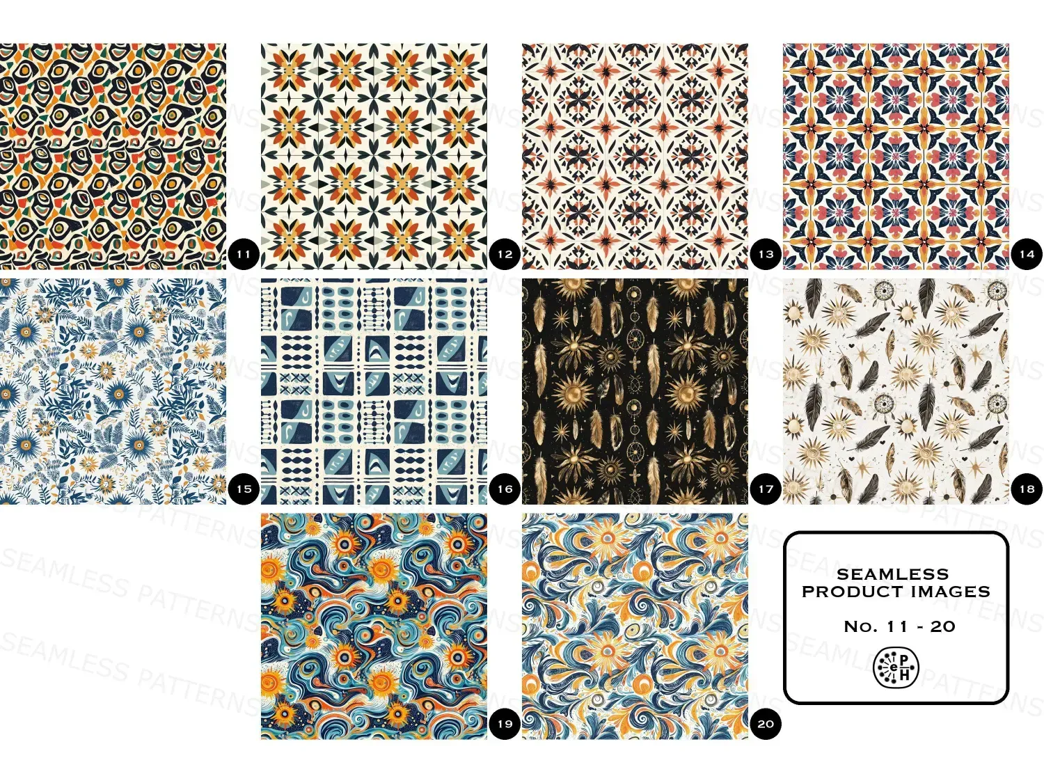 Unveil Ibiza's magic with 20 unique digital patterns\u2014dreamy moons, tribal swirls, and warm tiles. Transform your space now!