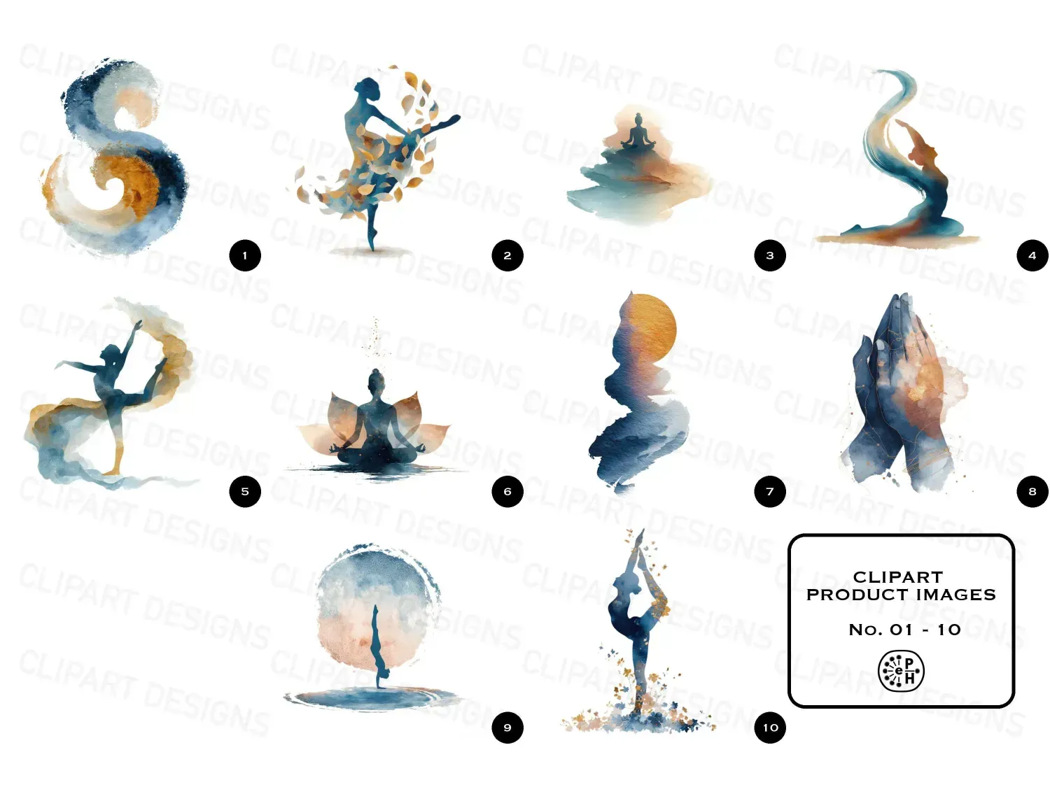 Embrace tranquility with 20 serene watercolor yoga cliparts images. Transform your space into a peaceful retreat. Explore now!