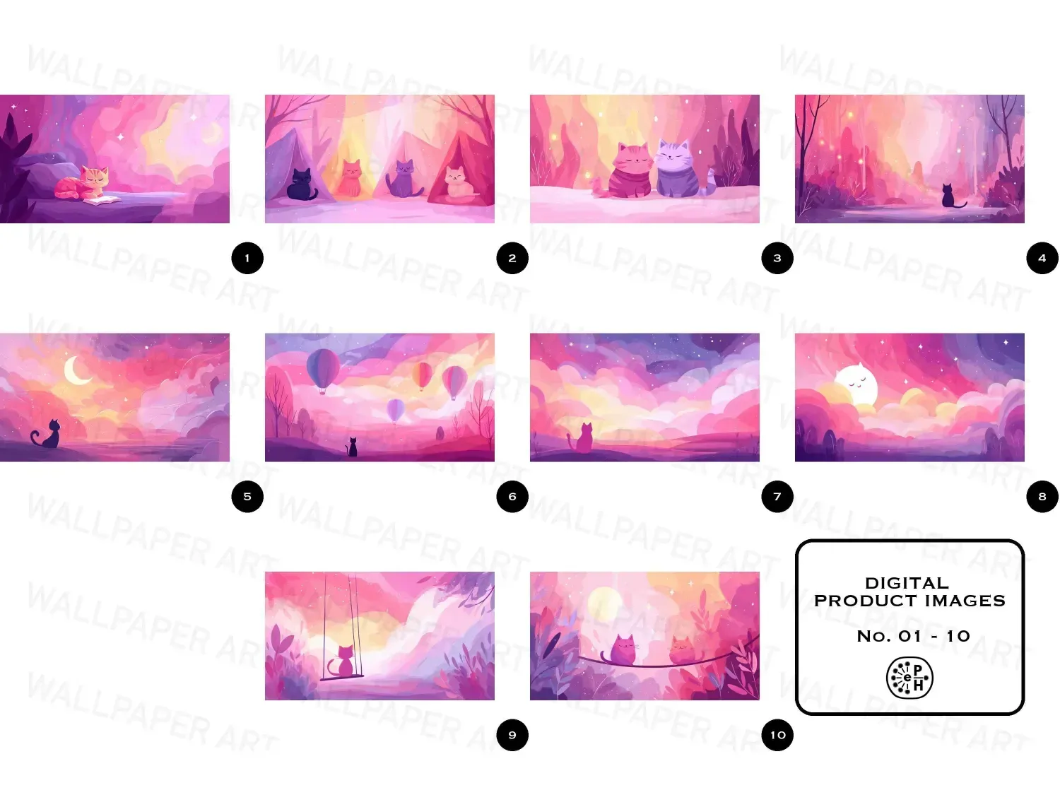 Explore our Kawaii Kittens bundle of 20 whimsical digital art wallpaper images. Perfect for dreamy stories and enchanting wallpapers!