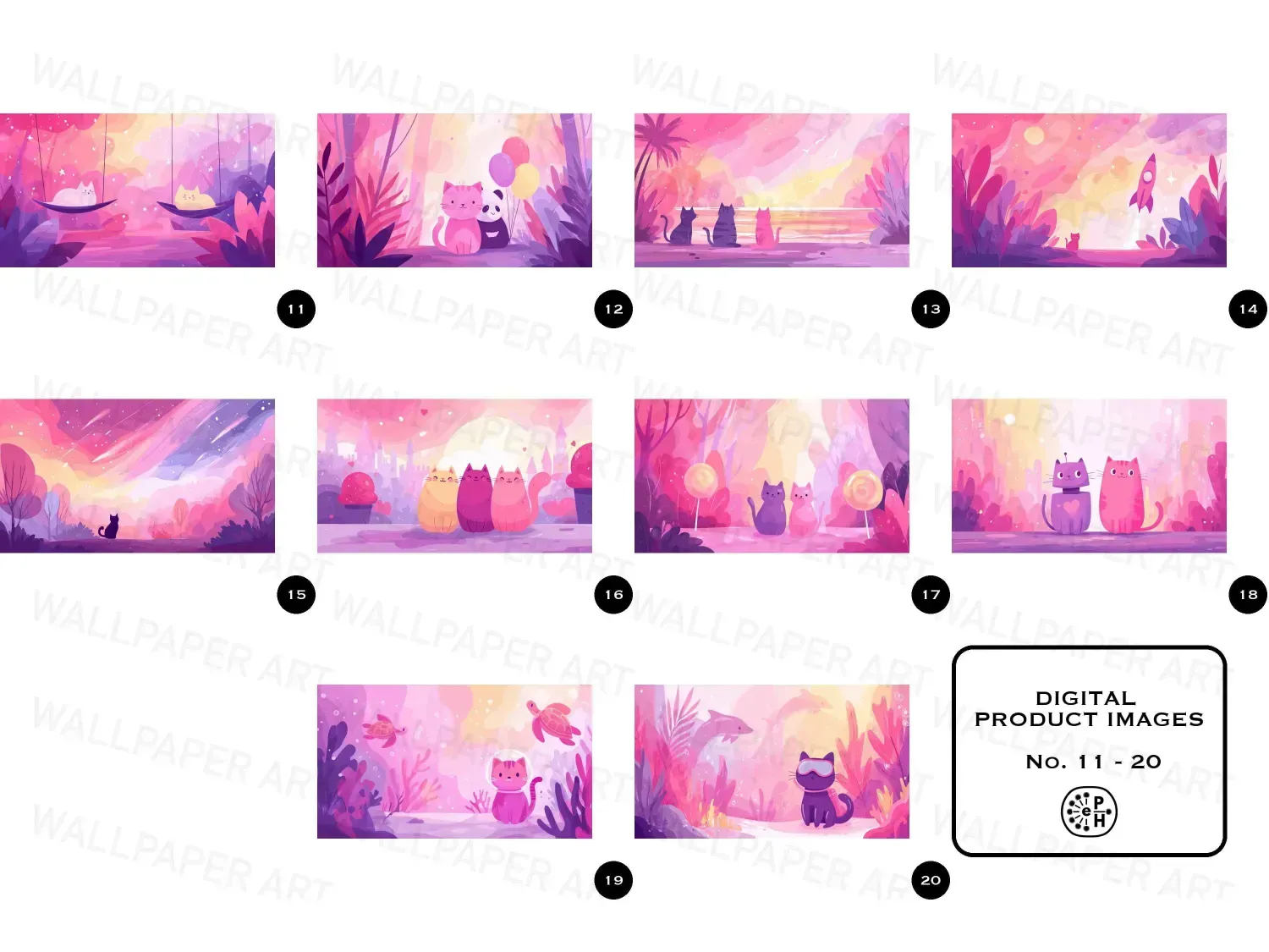 Explore our Kawaii Kittens bundle of 20 whimsical digital art wallpaper images. Perfect for dreamy stories and enchanting wallpapers!
