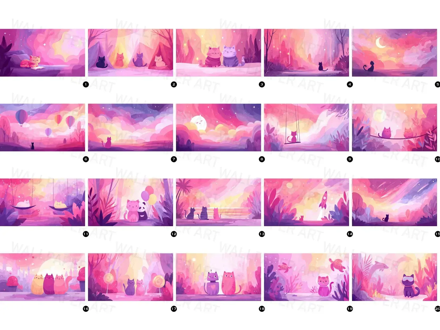 Explore our Kawaii Kittens bundle of 20 whimsical digital art wallpaper images. Perfect for dreamy stories and enchanting wallpapers!