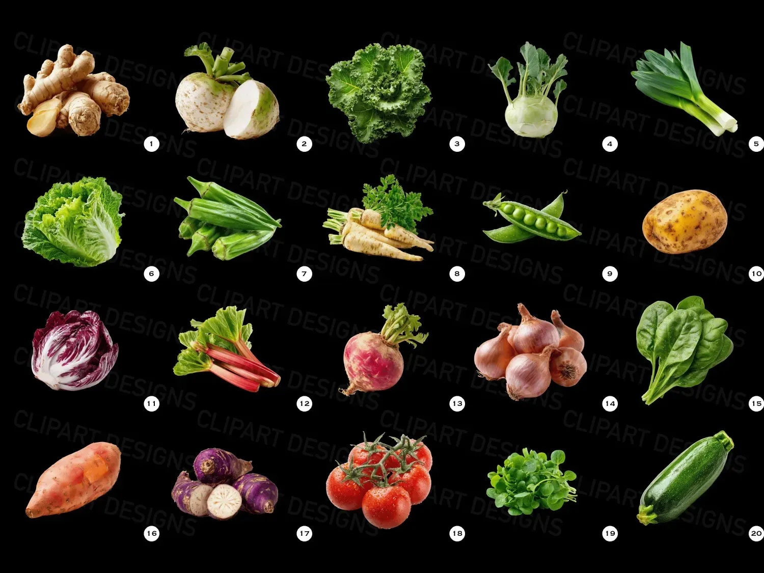Revitalize your culinary creations with our vibrant veggie clipart, perfect for healthy blogs & fresh recipes. Download now!