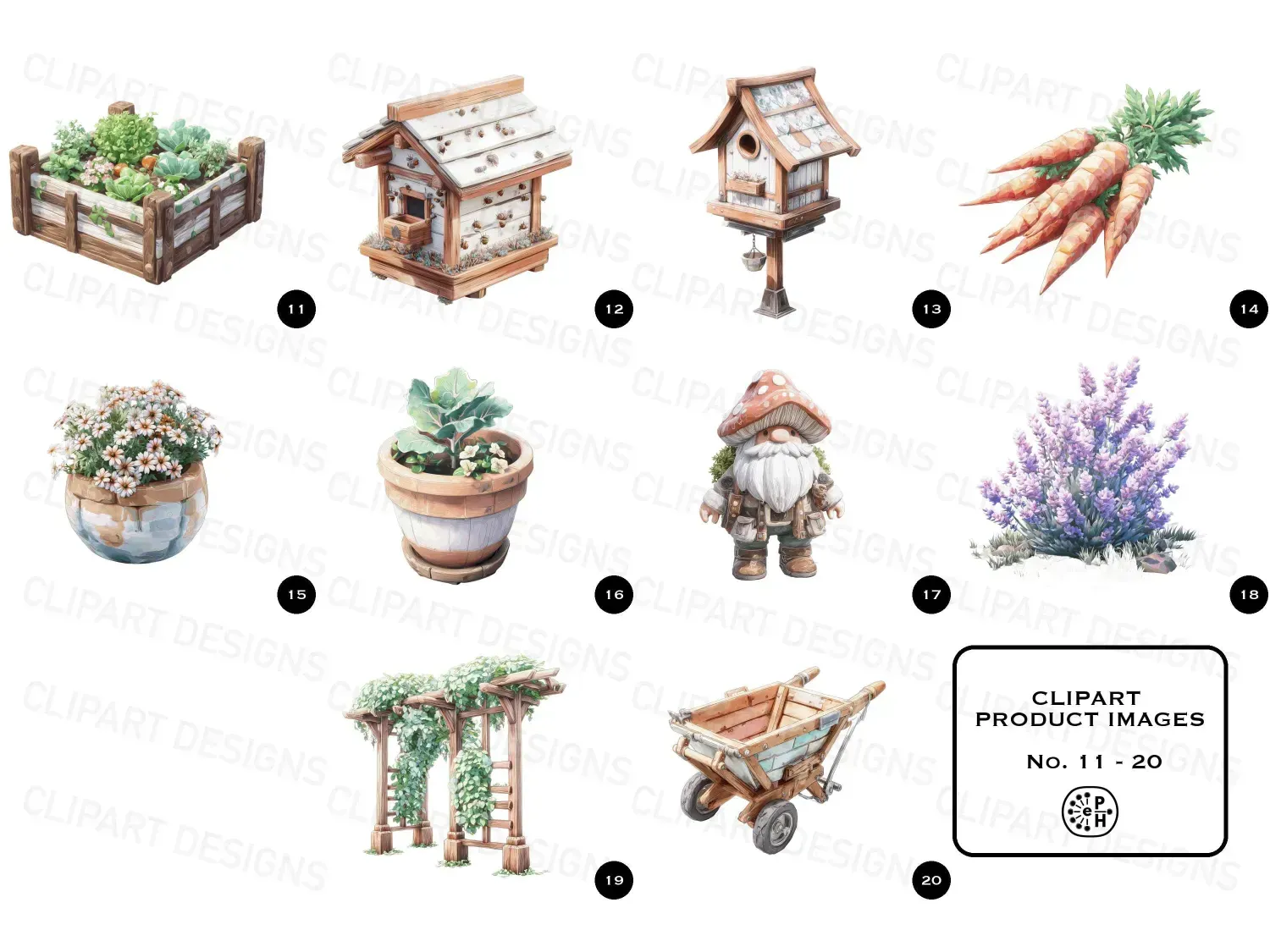Transform your space with vibrant garden-themed digital art, 20 garden and nature clipart design for joy, serenity & creativity. Download your whimsy now!