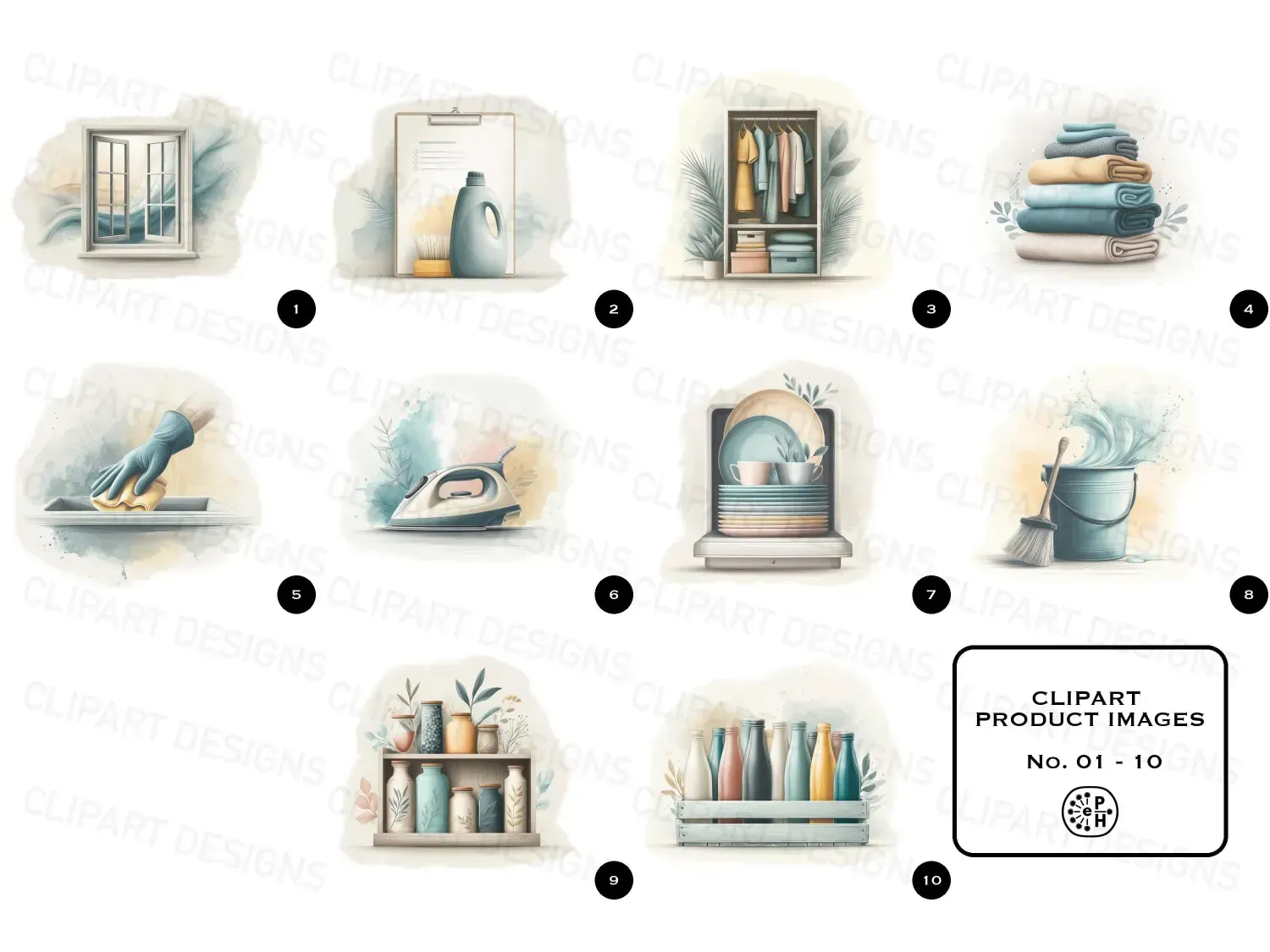 Transform your space with 20 enchanting watercolor chores cleaning clipart images! Perfect for cheerful decor and creative projects. Let your imagination flourish!