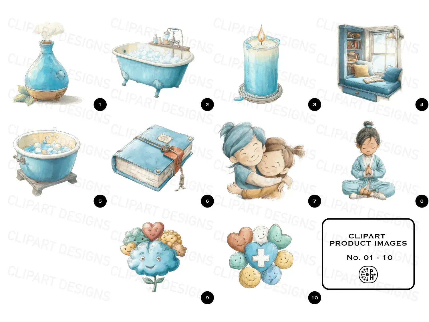 Transform your self-care routine with 20 adorable selfcare-themed watercolor style transparent clipart images. Perfect for Journals and Planner Usage.