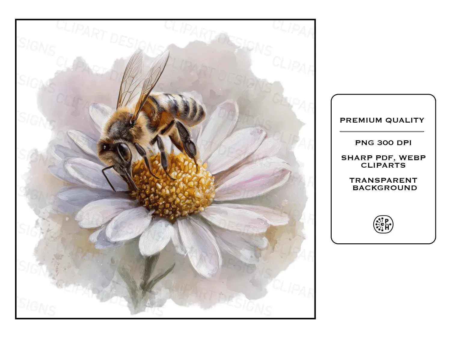 Watercolor bee clipart bundle with 20 cute designs. For joyful DIY projects. Transform your space with enchanting pastel designs!
