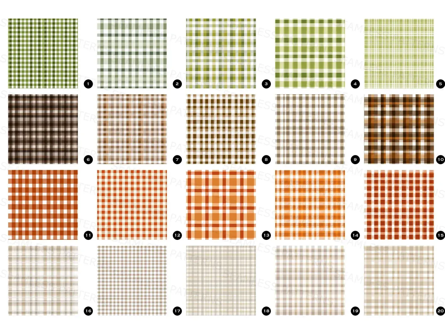 Find here this nice Classic Gingham Seamless Patterns bundle in earthy tones. 20 seamless gingham patterns. Perfect for cozy decor and creative projects!