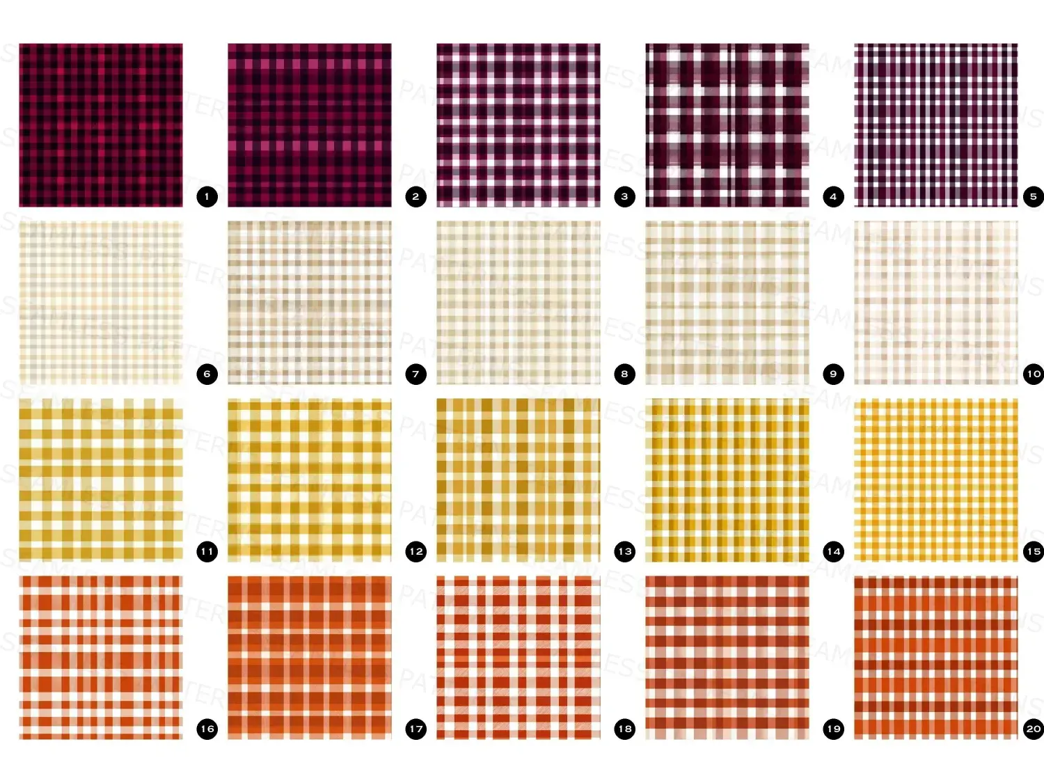 Find here our 20 Classic Gingham Seamless Pattern Bundle. Seamless designs in rich hues for a cozy, stylish decor!