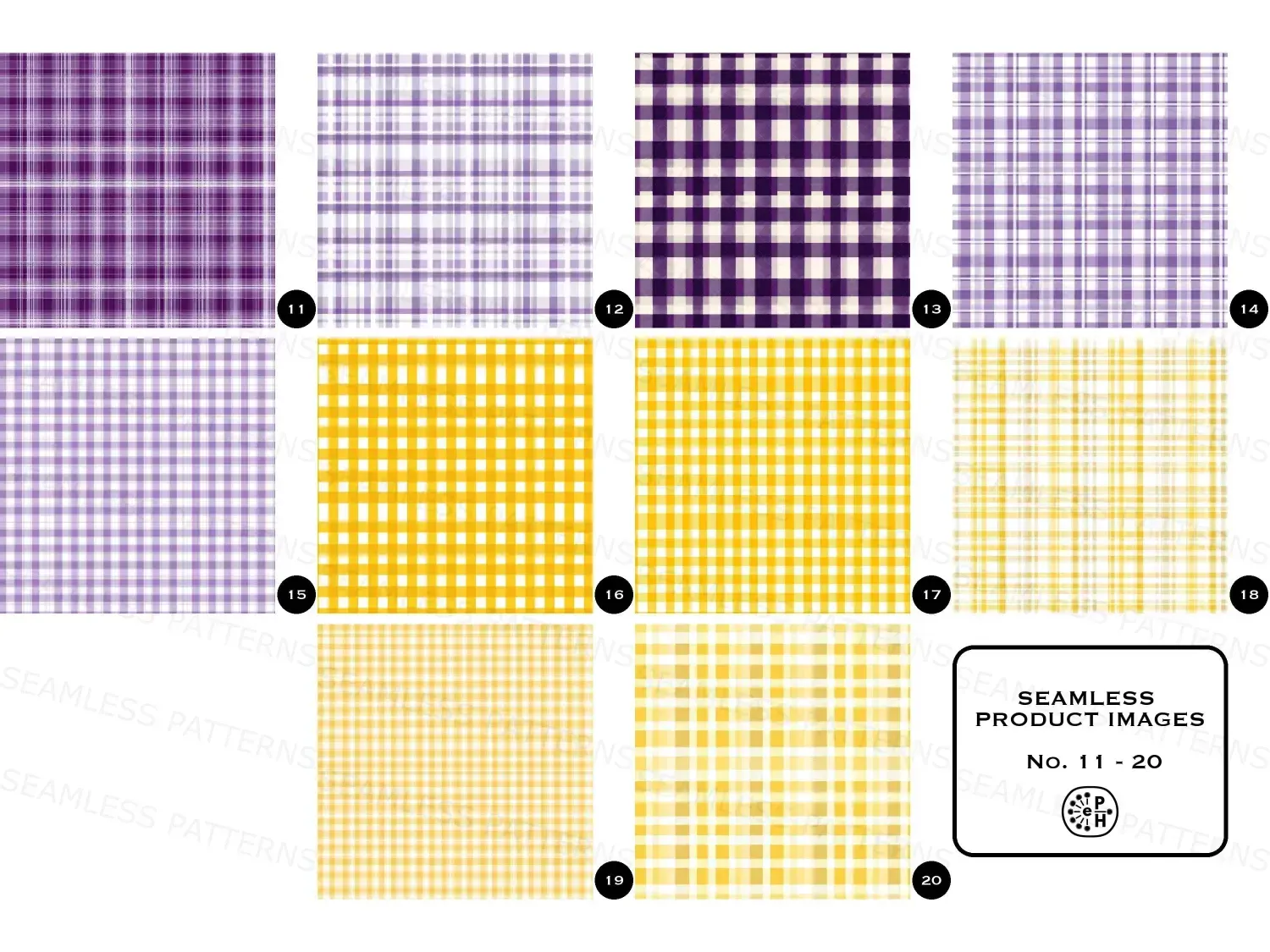 Find here our 20 Gingham Seamless Pattern Bundle Designs! 20 vibrant, timeless designs perfect for crafts, home decor, and fashion.