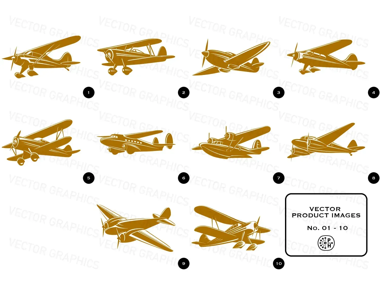 Find here our vintage aircraft vector designs bundle with 20 designs. Sleek, black vectors perfect for retro themes and unique branding!