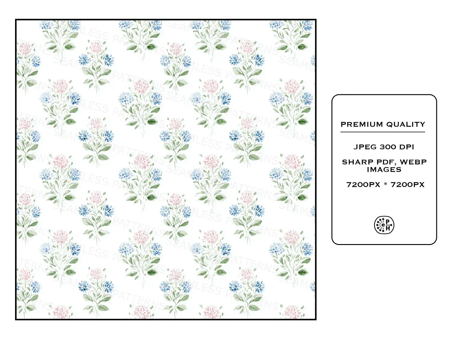 Delicate floral seamless pattern bundle, 20 designs, pastel seamless designs for nurseries, creating a charming pink and blue haven for baby, girls or boys. Capture joy today!