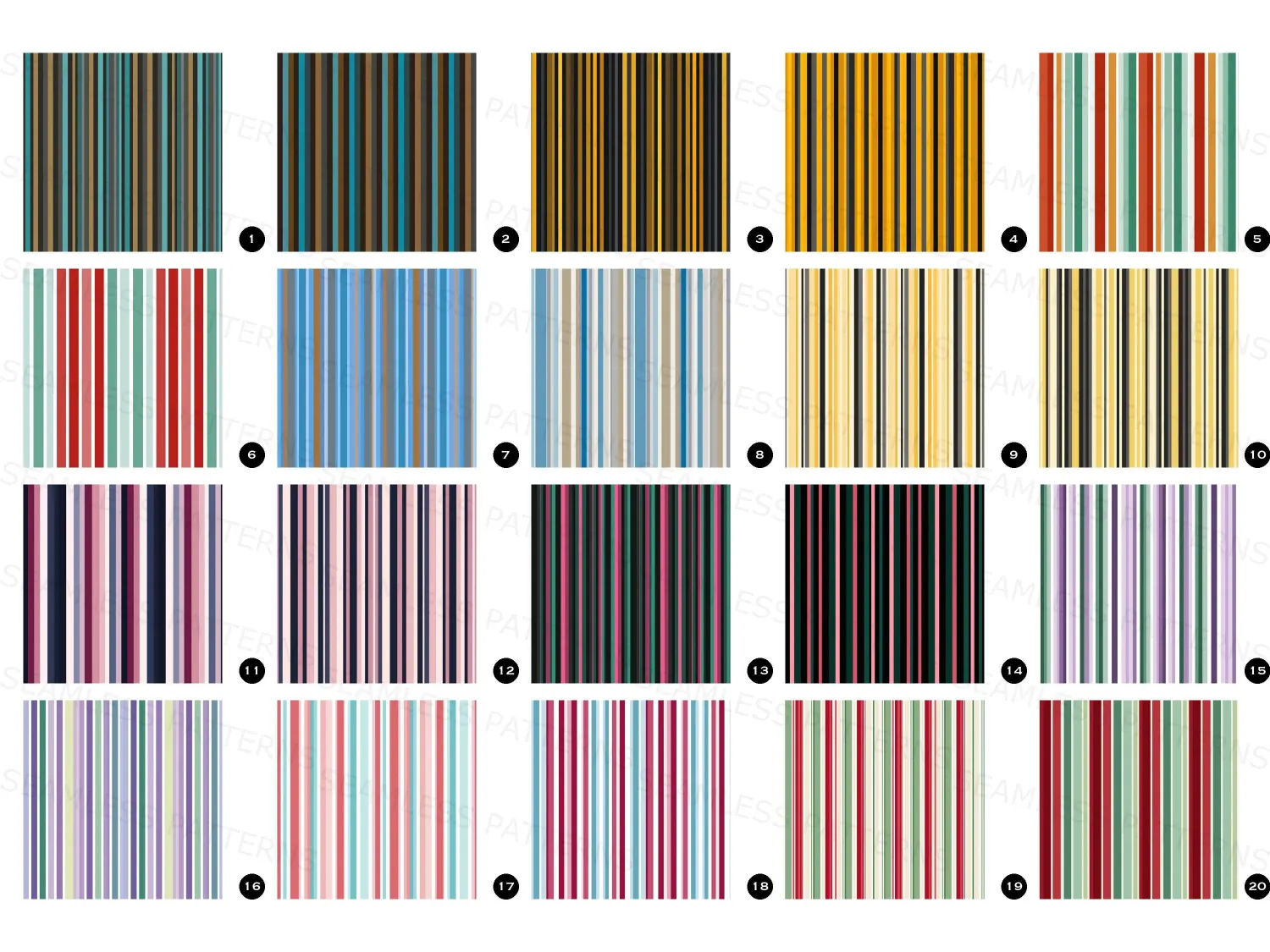 Revamp your space with this vertical stripes seamless pattern bundle in vintage velvet tones, pastels, and bold contrasts. Perfect for DIY crafting, wallpaper and home decor, backgrounds, journals or planners.