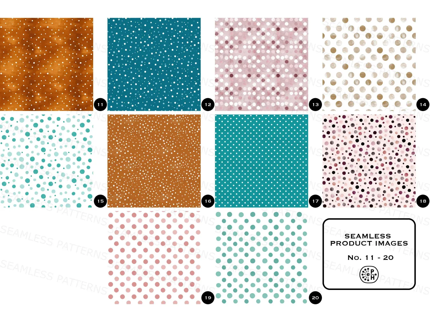 polka dot watercolor background bundle, seamless patterns, perfect for creating soft and playful designs. Add charm to your DIY projects!
