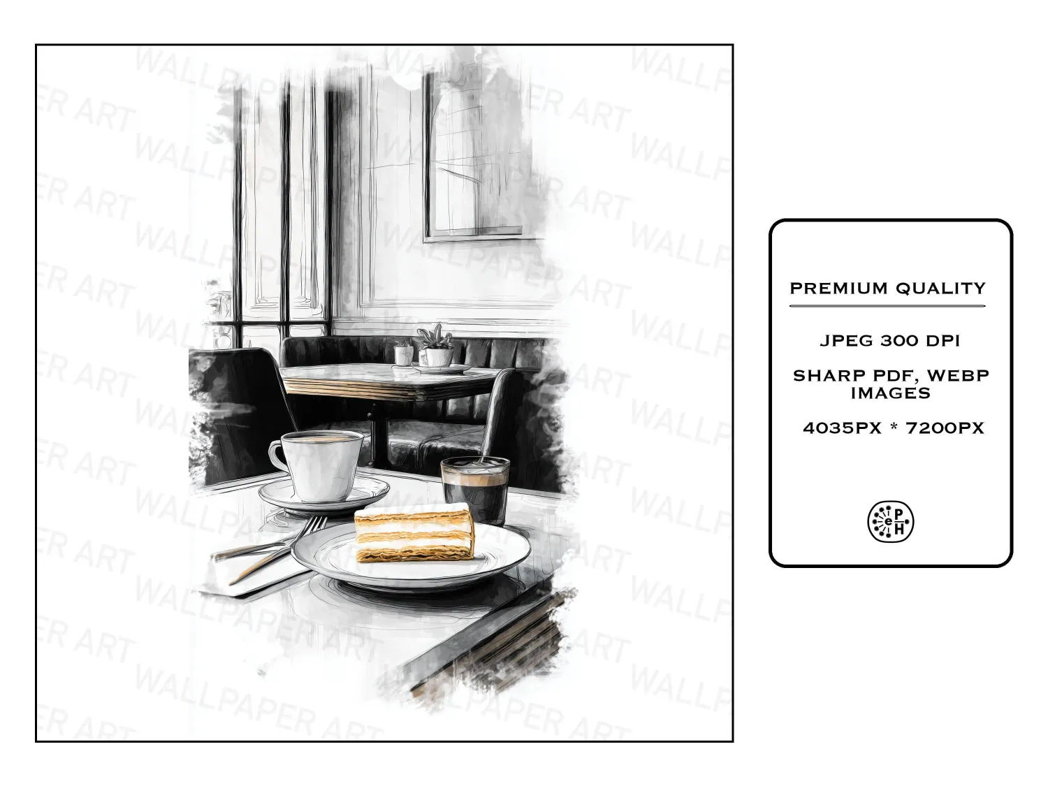 Bring Parisian charm to your home with our elegant pastry and cafe culture artwork sketches. Perfect for restaurant decor. Shop now!