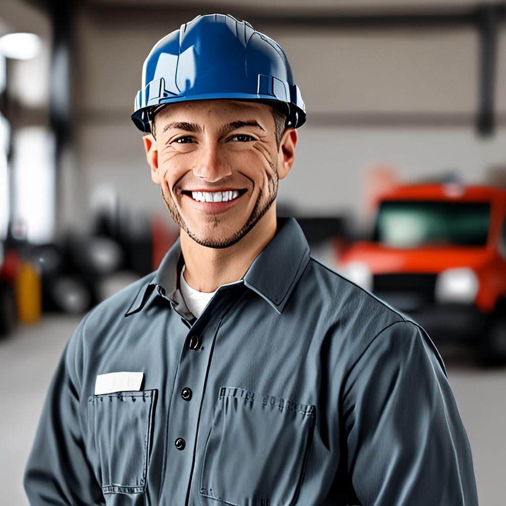 male automotive engineer technician smiling portrait
