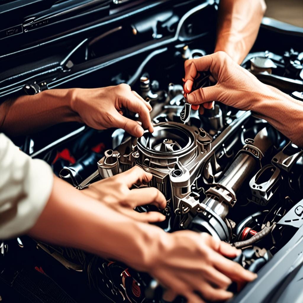 car mechanic hands engine repair professional workshop