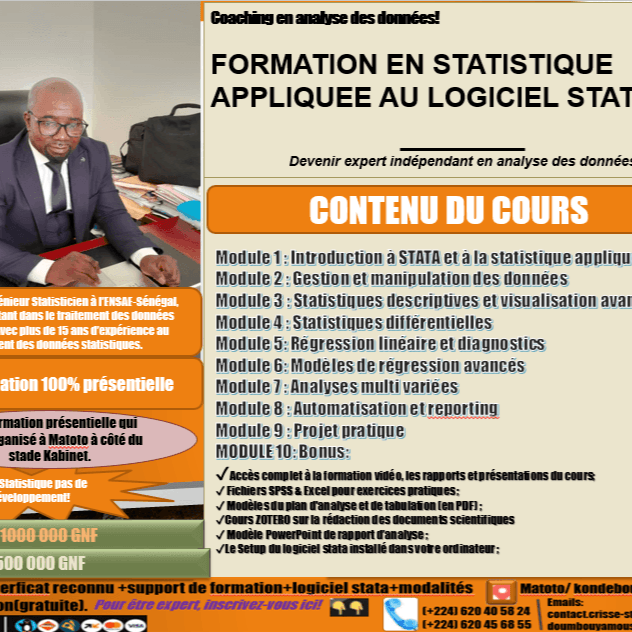 FORMATION CERTIFIANTE AU LOGICIEL STATA (en présentielle)