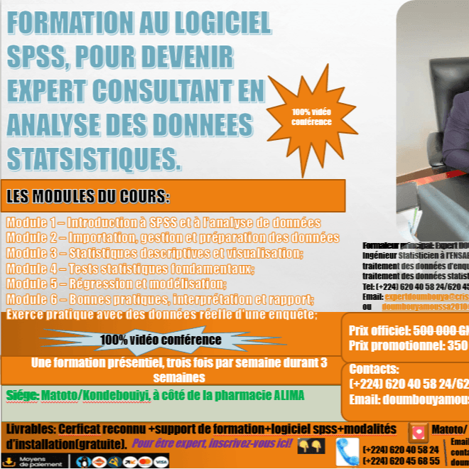 FORMATION CERTIFIANTE AU LOGICIEL SPSS EN VIDEO CONFERENCE ( à travers ZOOM)vf