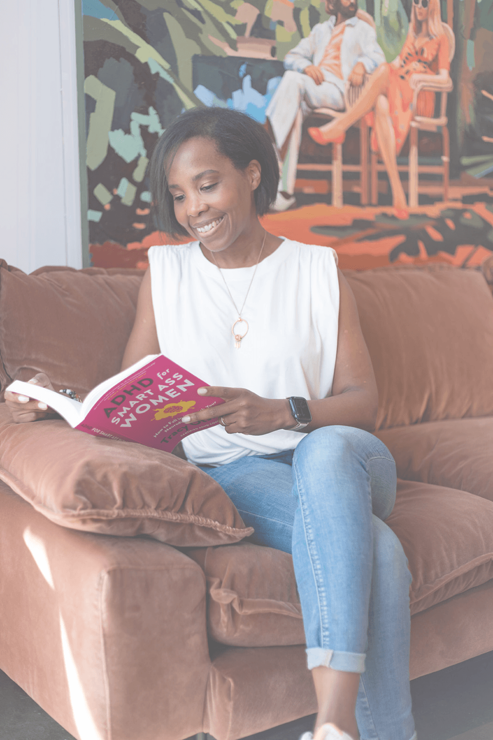 Paula Hirst reading a book