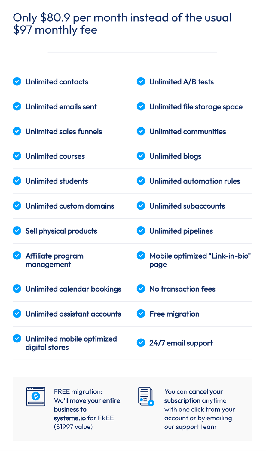 systeme io unlimited plan