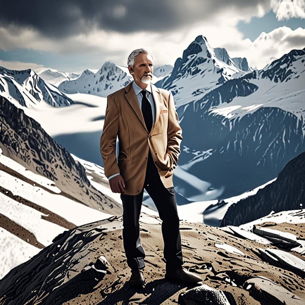 elegant mature man swiss mountains