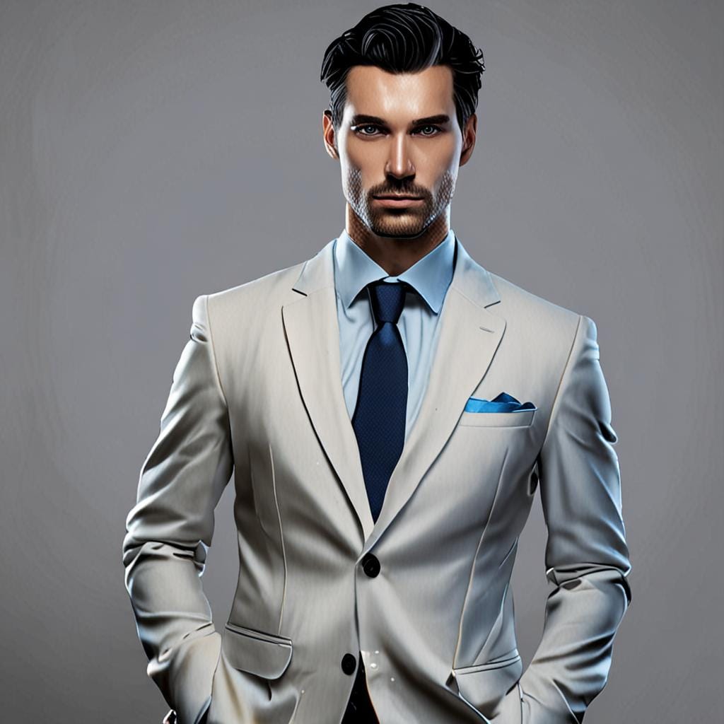 confident elegant man blue light