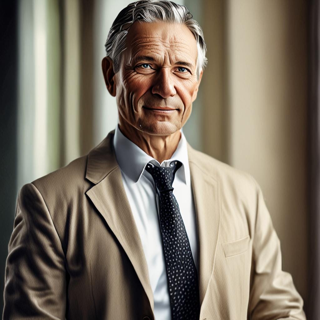 real 55-year-old businessman natural light
